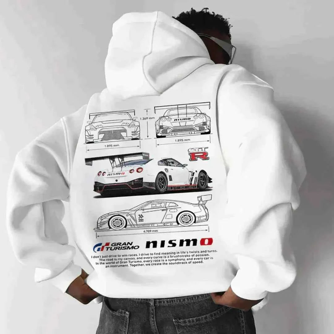 Men's Oversized Graphic Hoodie White C