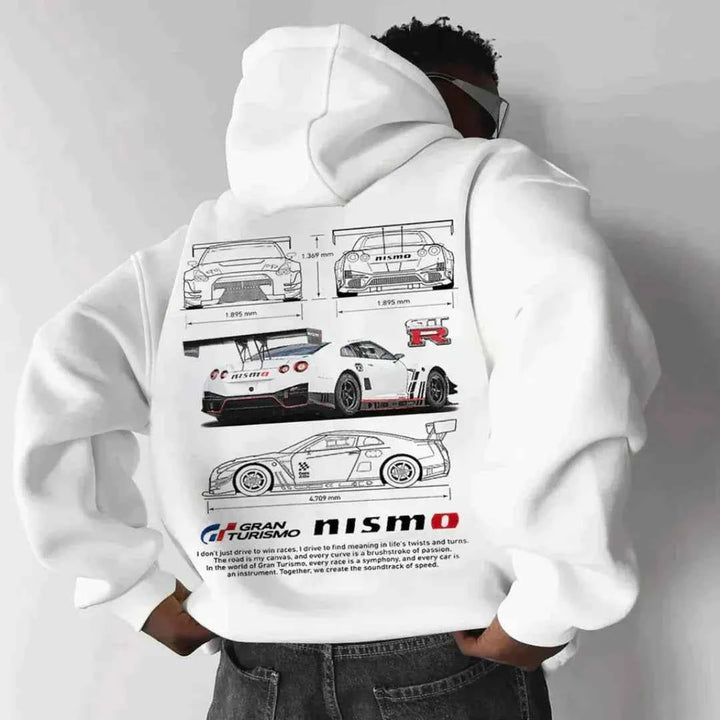 Men's Oversized Graphic Hoodie White C