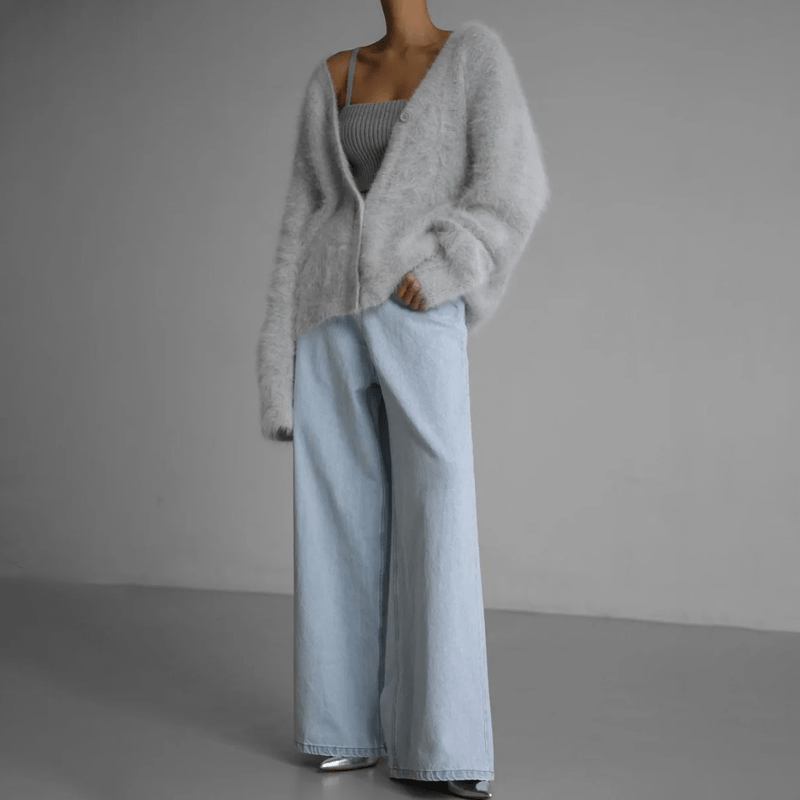 Women's Elegant V-Neck Oversized Cashmere Cardigan
