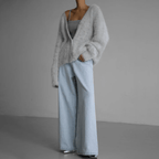 Women's Elegant V-Neck Oversized Cashmere Cardigan
