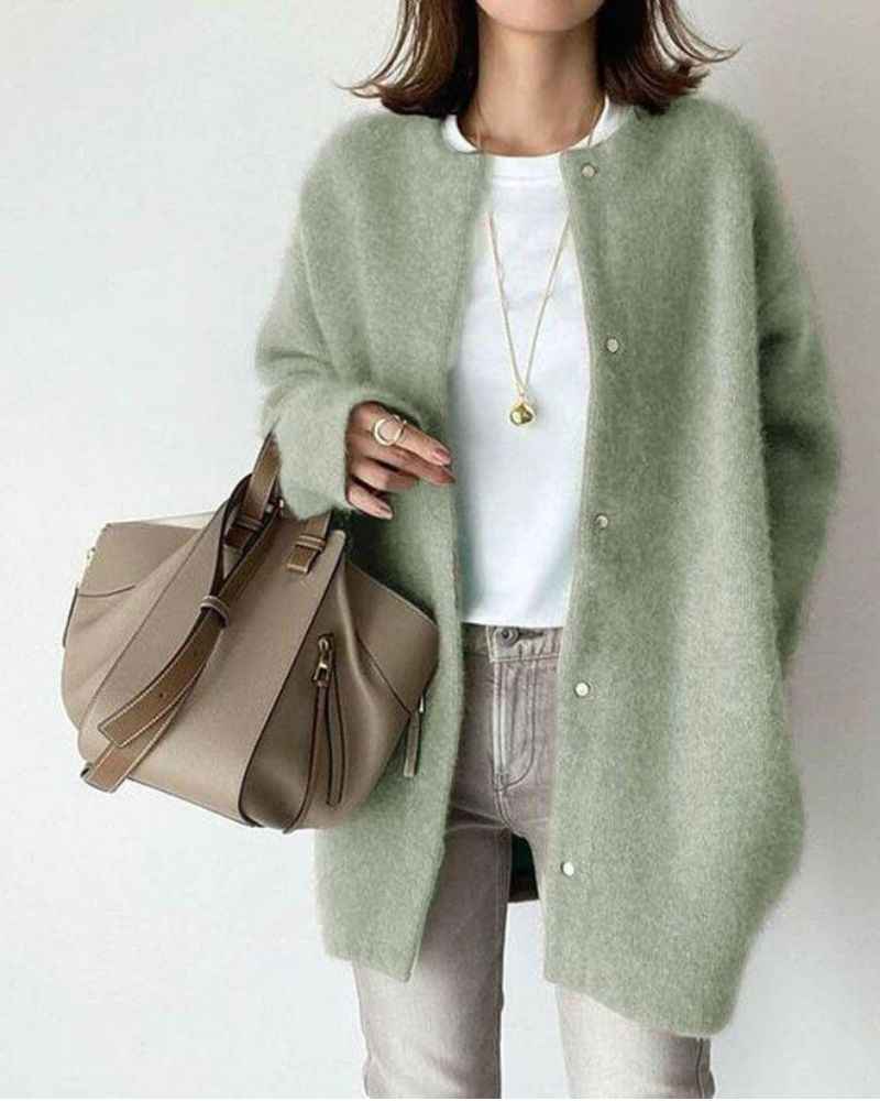 Women's Elegant Woolen Cardigan Green