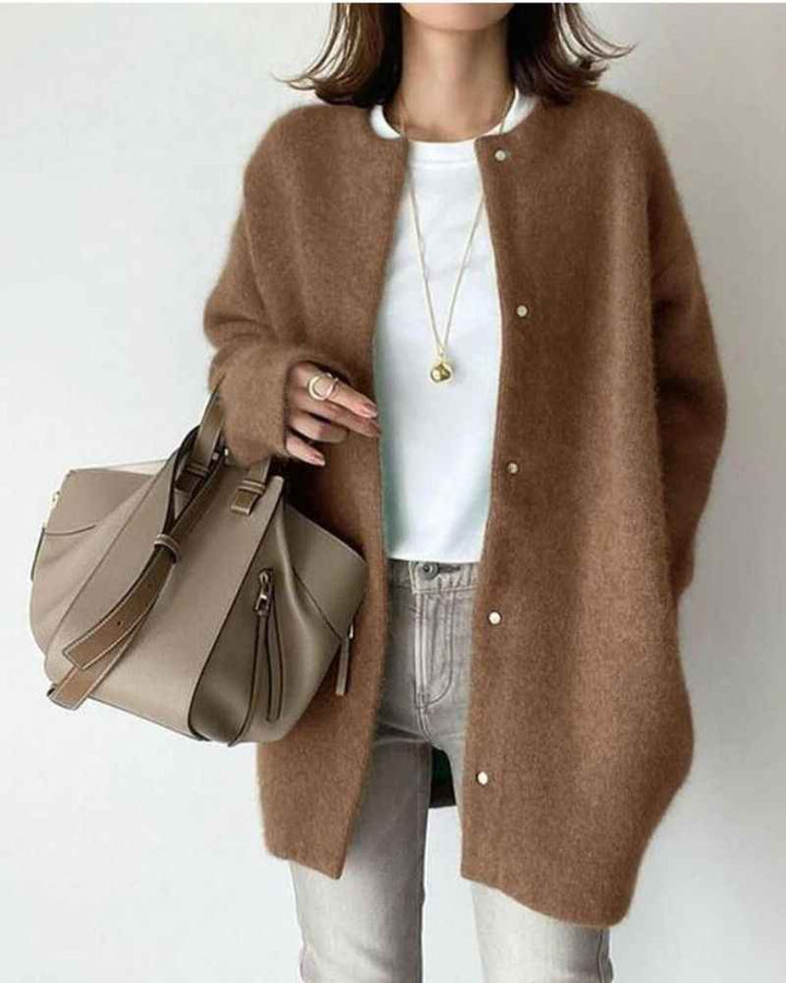 Women's Elegant Woolen Cardigan Brown