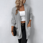 Women's Elegant Long Cardigan with Pockets Grey