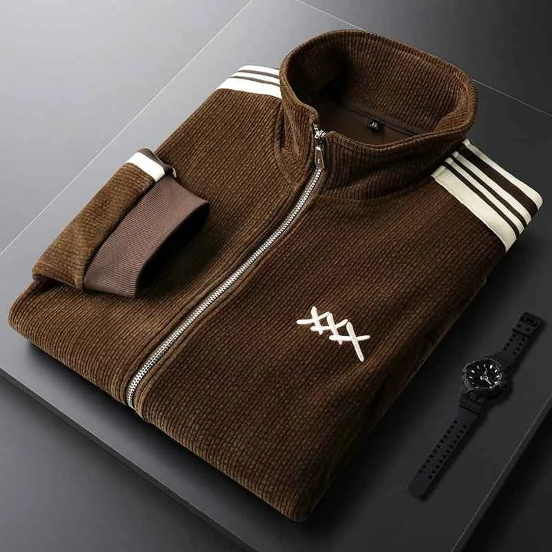 Corduroy Tracksuit Set Tailored Fit Chestnut Brown Legacy Cream