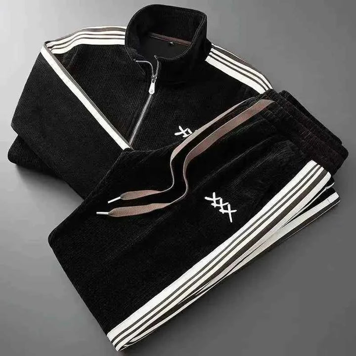 Men's Cotton Tracksuit Set - Triple X Style Black