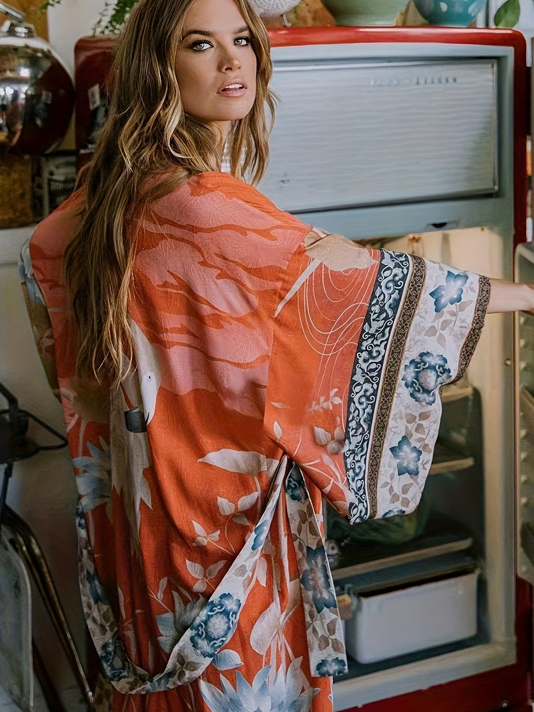 Tullia | Floral Print Maxi Kimono for Women
