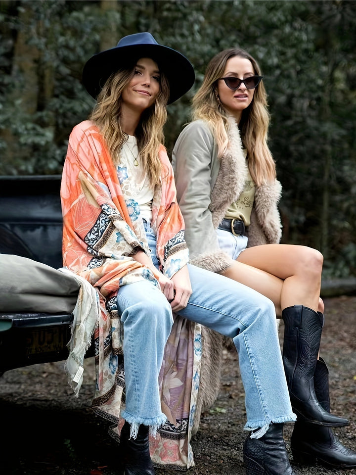 Tullia | Floral Print Maxi Kimono for Women