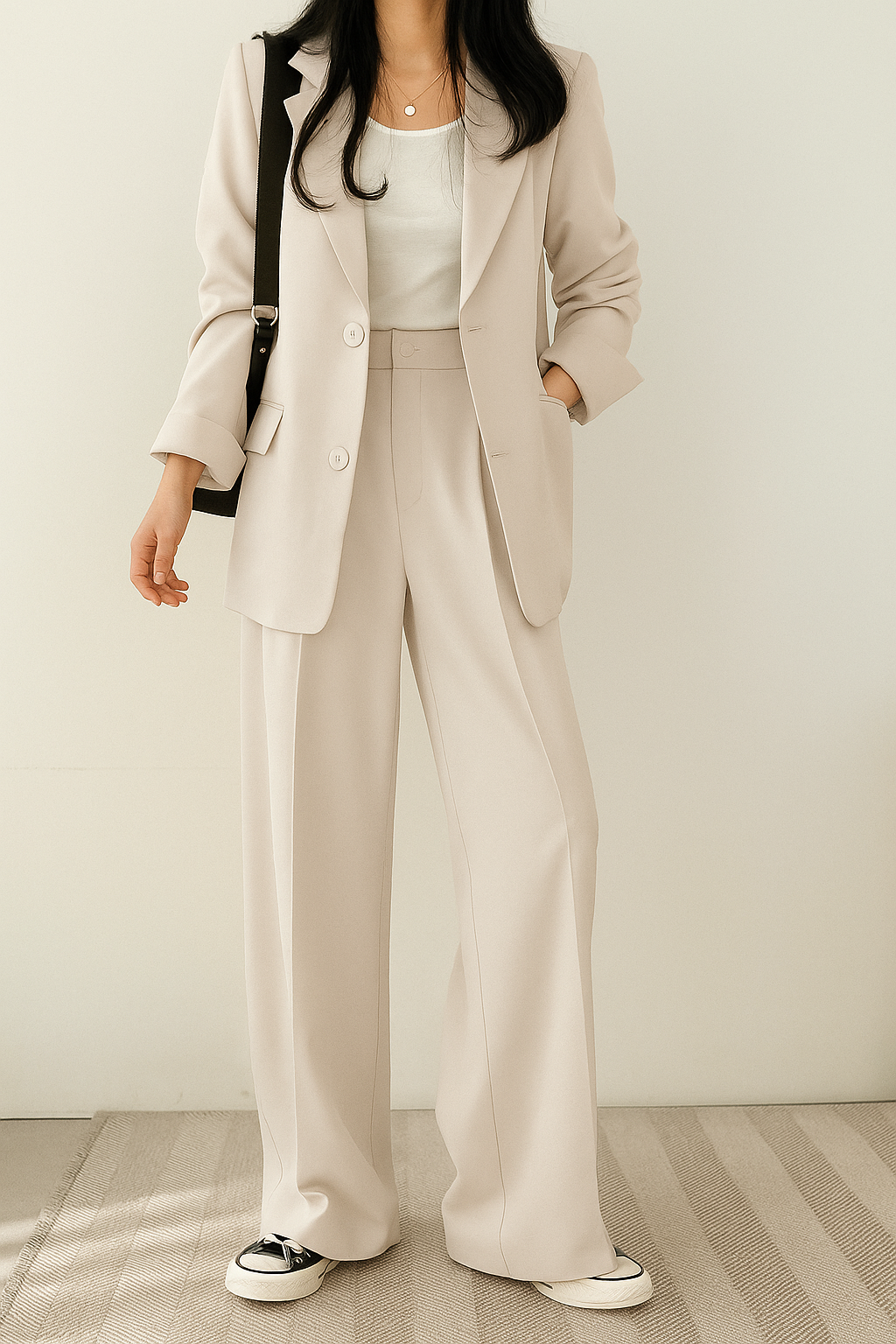 Sophia | Women's Two-Piece Blazer and Trousers Suit White