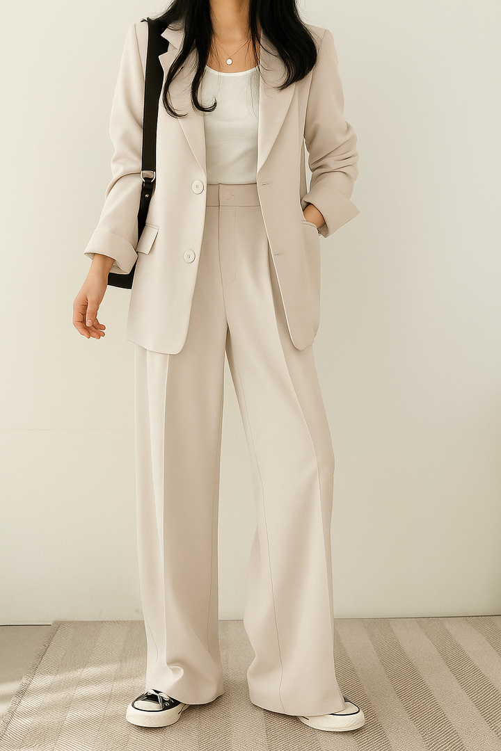Sophia | Women's Two-Piece Blazer and Trousers Suit White