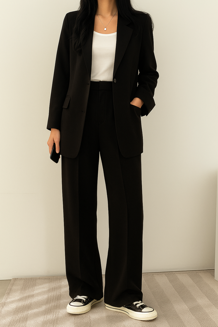 Sophia | Women's Two-Piece Blazer and Trousers Suit Black