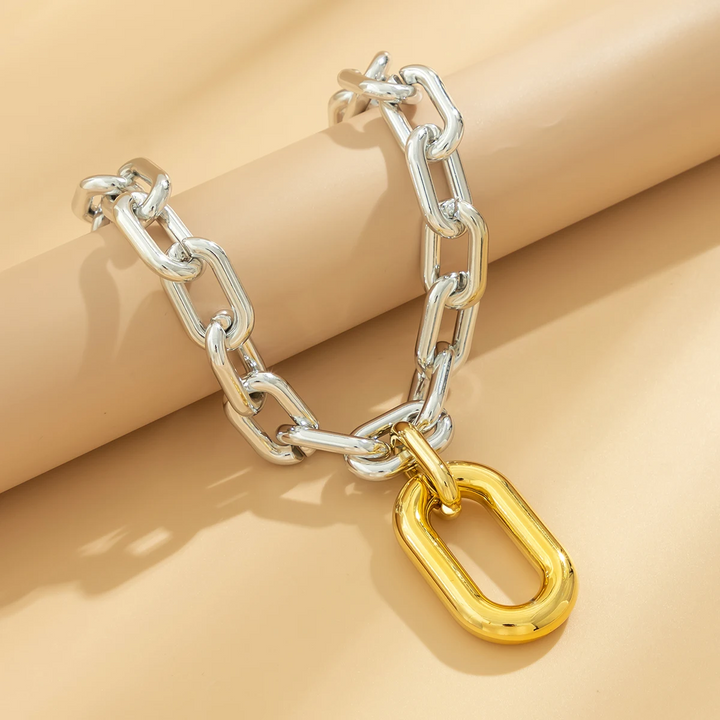 Two-Tone Chain and Charm Necklace