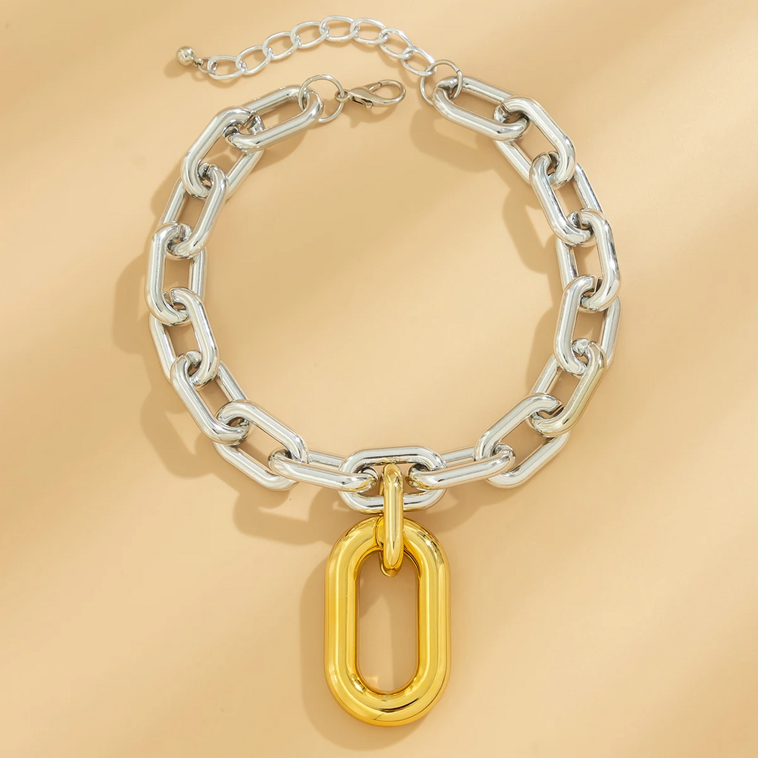 Two-Tone Chain and Charm Necklace