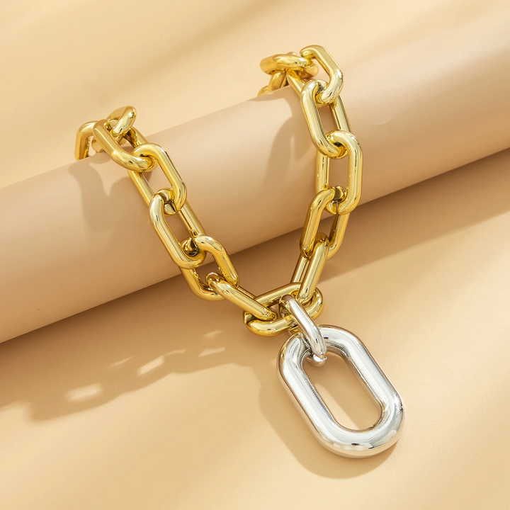 Two-Tone Chain and Charm Necklace