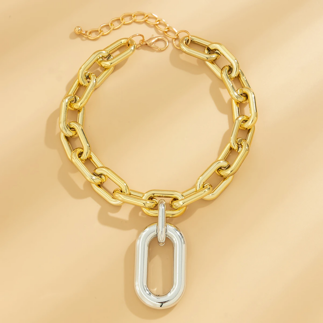 Two-Tone Chain and Charm Necklace