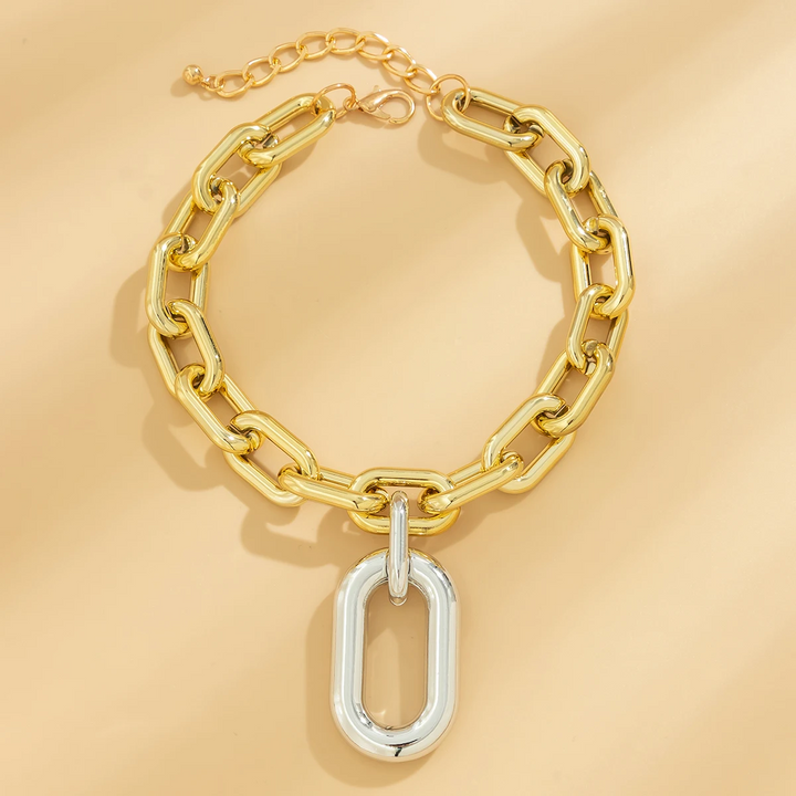 Two-Tone Chain and Charm Necklace