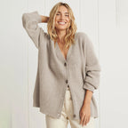 Women's Classic Knit Button Cardigan Uncolored Stone
