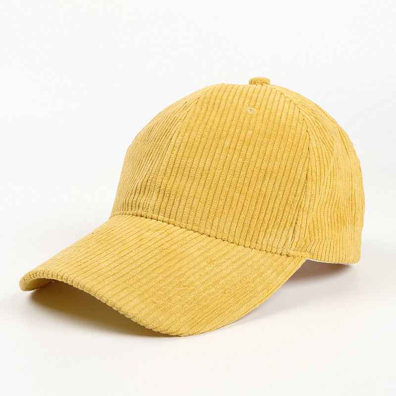 Unisex Corduroy Baseball Cap – Casual Adjustable Vintage Hat Yellow adjustable