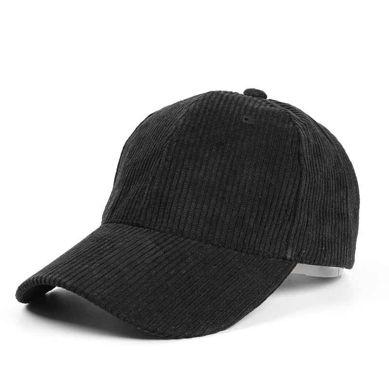 Unisex Corduroy Baseball Cap – Casual Adjustable Vintage Hat Black adjustable