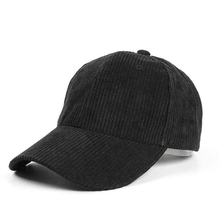 Unisex Corduroy Baseball Cap – Casual Adjustable Vintage Hat Black adjustable