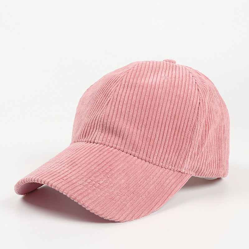 Unisex Corduroy Baseball Cap – Casual Adjustable Vintage Hat Pink adjustable