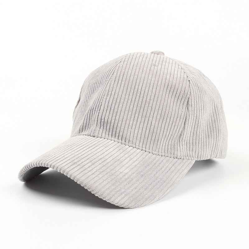 Unisex Corduroy Baseball Cap – Casual Adjustable Vintage Hat Grey adjustable