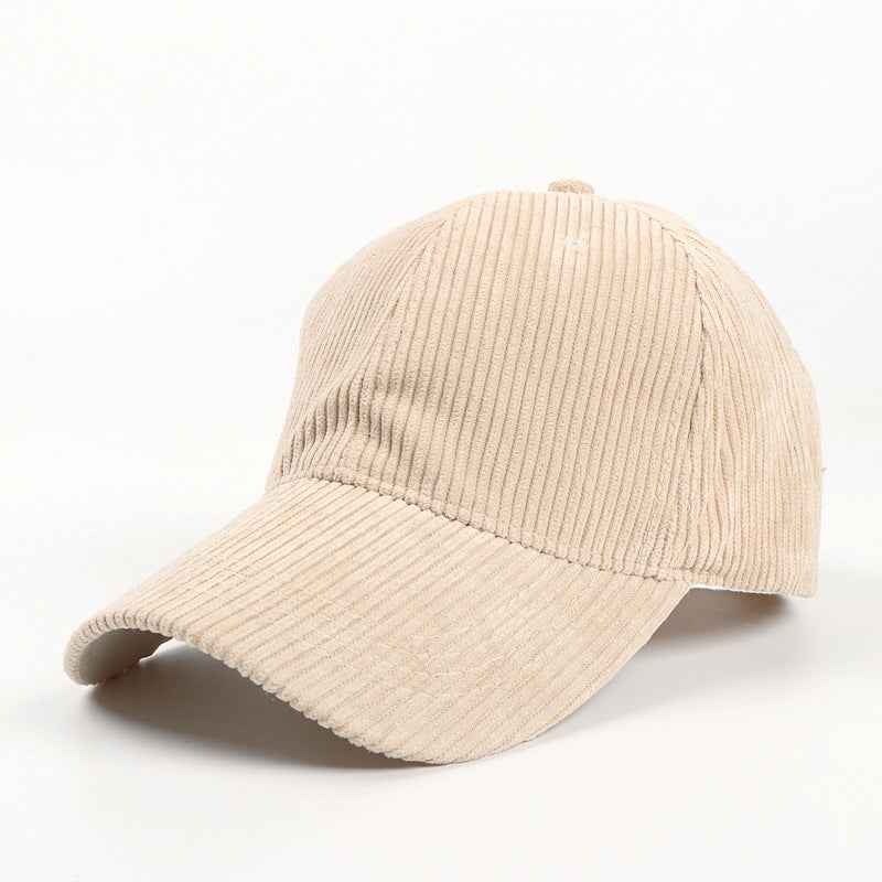Unisex Corduroy Baseball Cap – Casual Adjustable Vintage Hat Khaki adjustable