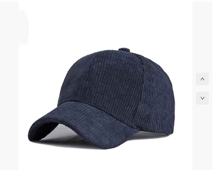 Unisex Corduroy Baseball Cap – Casual Adjustable Vintage Hat Navy Blue adjustable