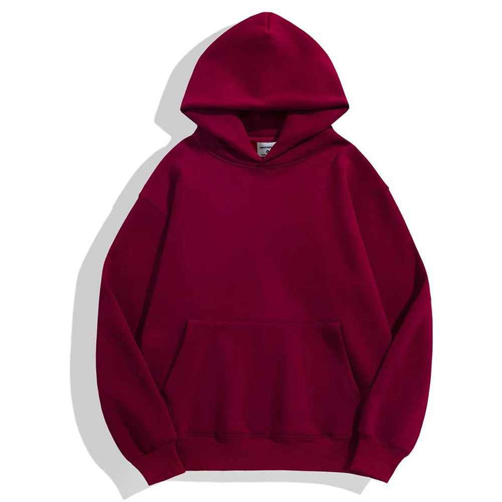 Unisex Heavyweight Cotton Velvet Hoodie Burgundy