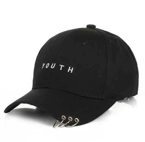 Unisexe Lettre Imprimé Solide Caps Hommes Femmes Anneau Hip Hop Casquette de baseball Coton Snapback Chapeau Black 2