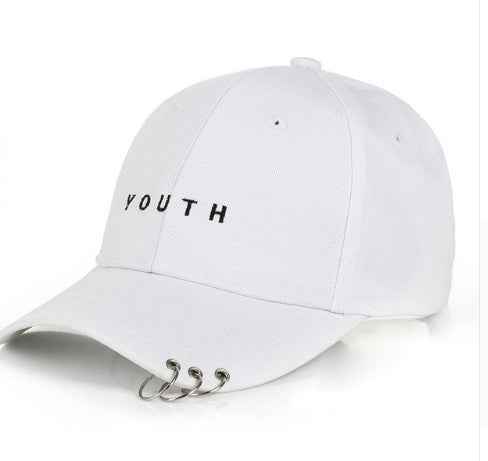 Unisexe Lettre Imprimé Solide Caps Hommes Femmes Anneau Hip Hop Casquette de baseball Coton Snapback Chapeau White 2