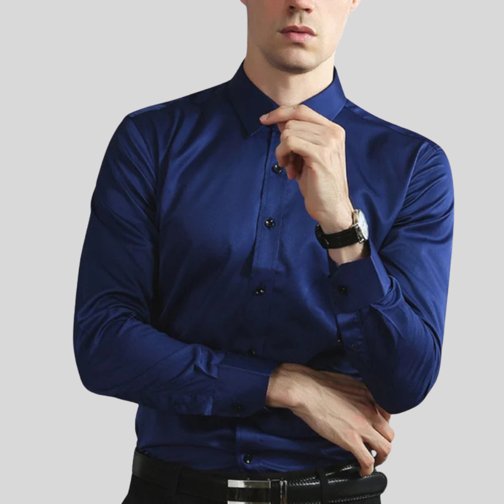 Men's Wrinkle-Free Dress Shirt Blue