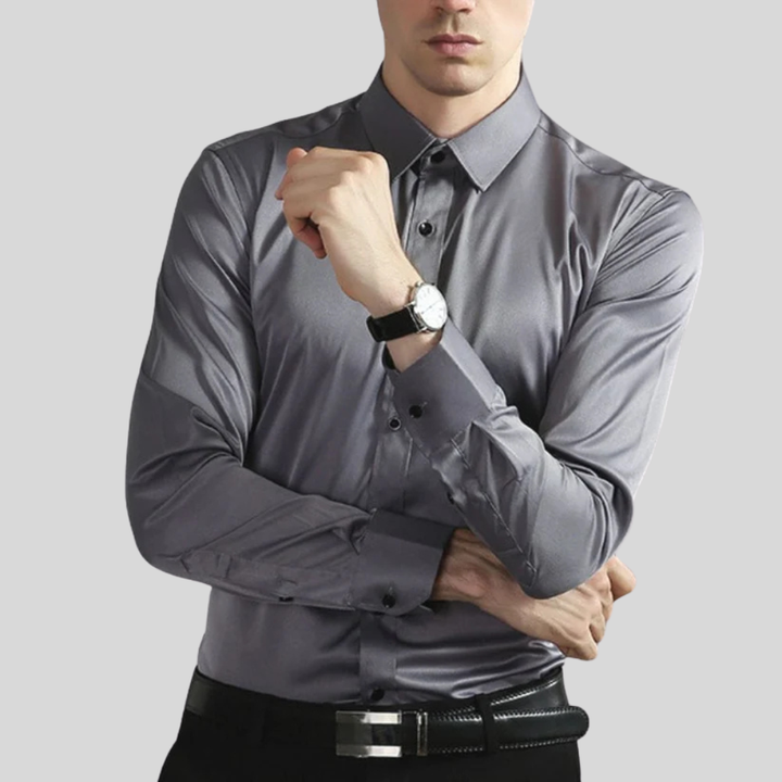 Men's Wrinkle-Free Dress Shirt Gray