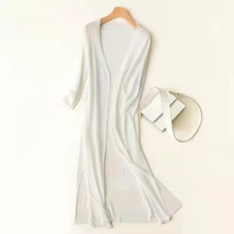 Women's Casual Relaxed Fit Long Cardigan White