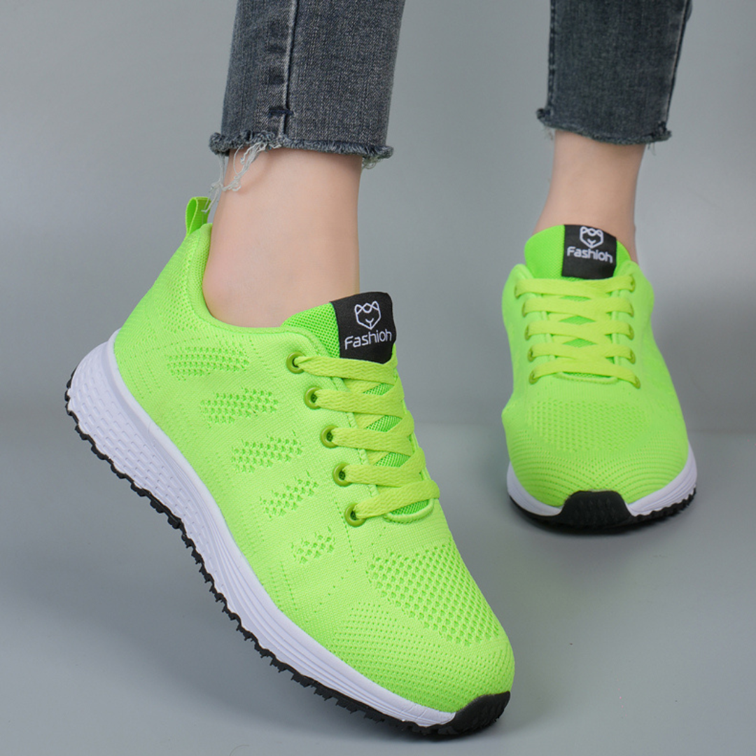Women's Casual Knit Walking Sneakers with Lacing Green
