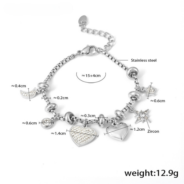 Elegant Heart Charm Bracelet