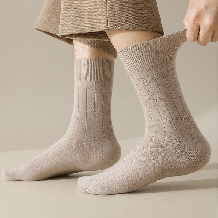 Ribbed Wool-Blend Crew Socks | Solid Length Design Beige