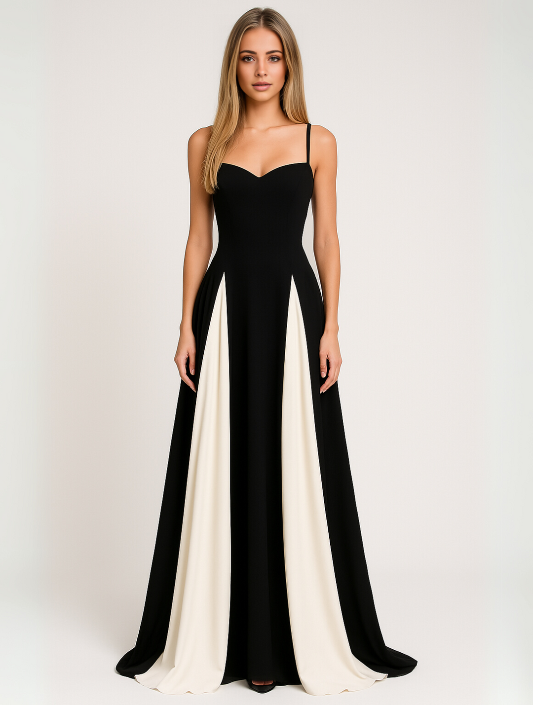 Charlotte | Portofino Elegant Contrast Panel Dress Black