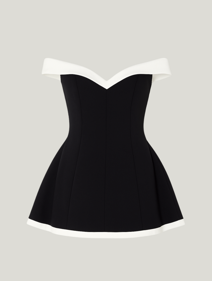 Heather | Timeless Off-Shoulder Contrast Minidress