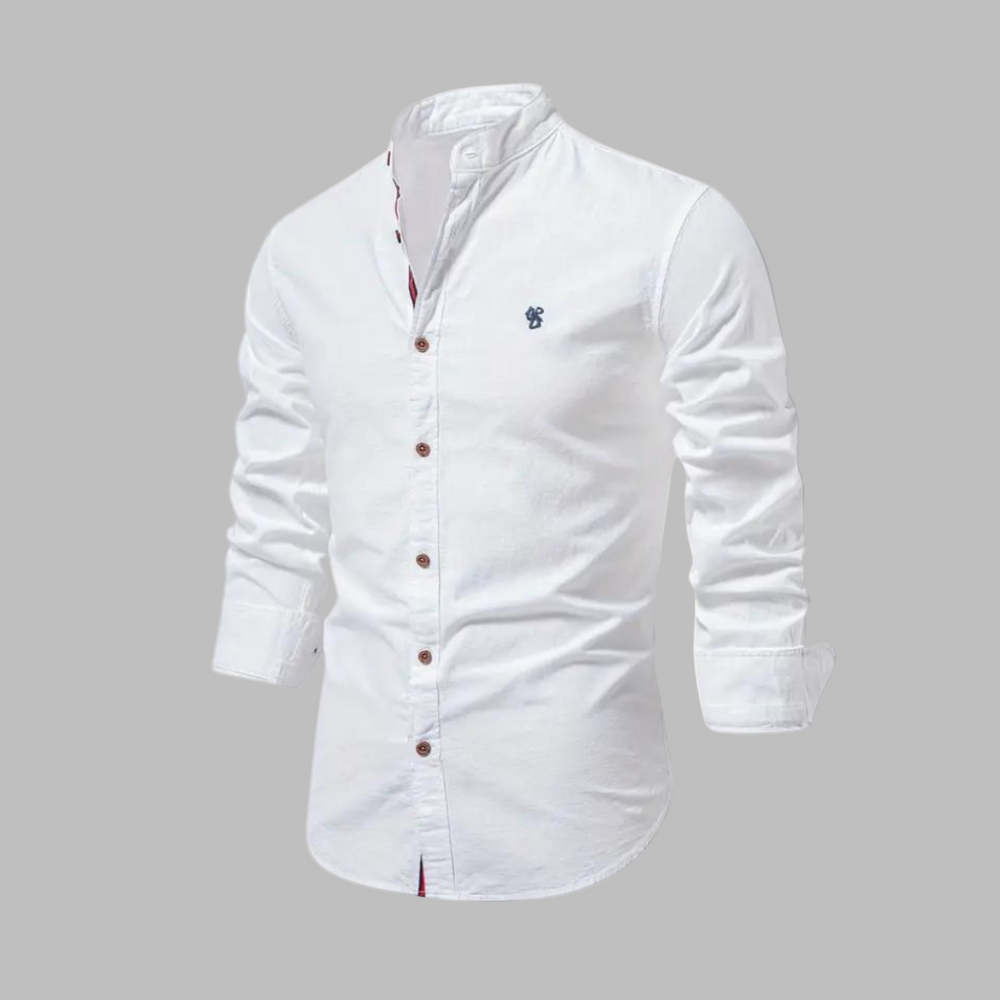 Men's Stylish Long-Sleeve Polo Shirt White