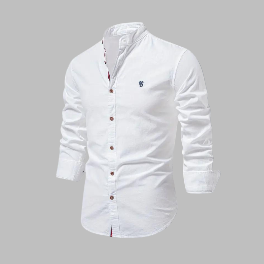Men's Stylish Long-Sleeve Polo Shirt White