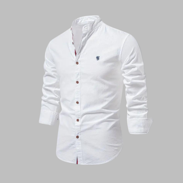 Men's Stylish Long-Sleeve Polo Shirt White