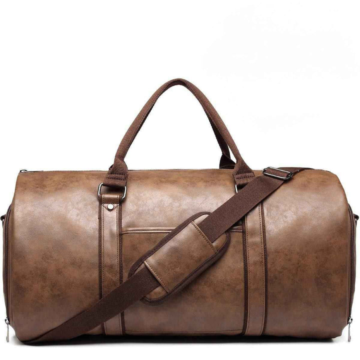 Adjustable Strap Duffel Bag with Top Handles Brown