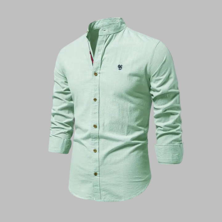 Men's Stylish Long-Sleeve Polo Shirt Light Green