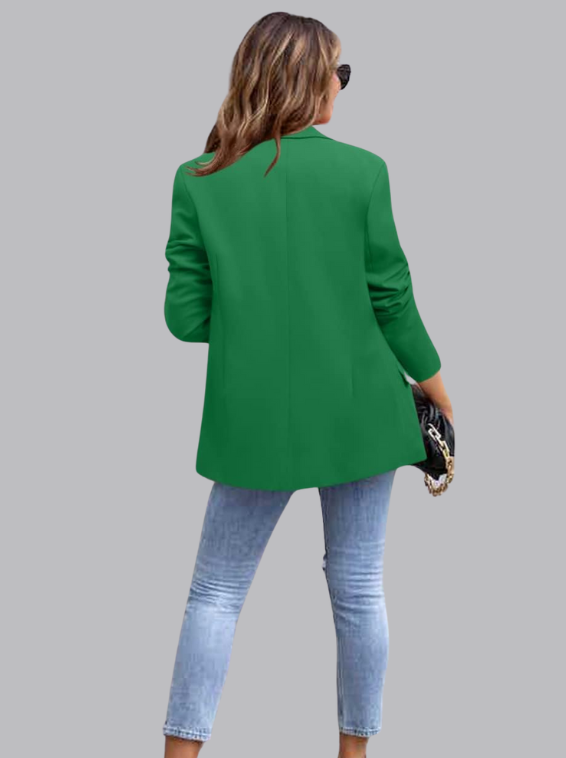 Women's Tailored Blazer - Single-Button Closure, Classic Lapels, Flap Pockets