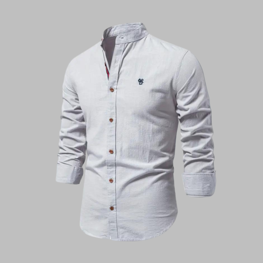 Men's Stylish Long-Sleeve Polo Shirt Gray