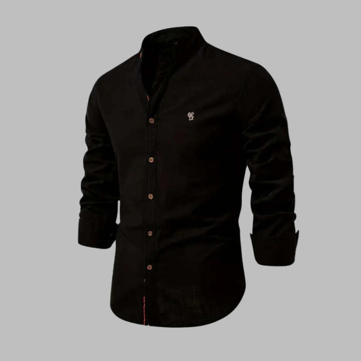 Men's Stylish Long-Sleeve Polo Shirt Black