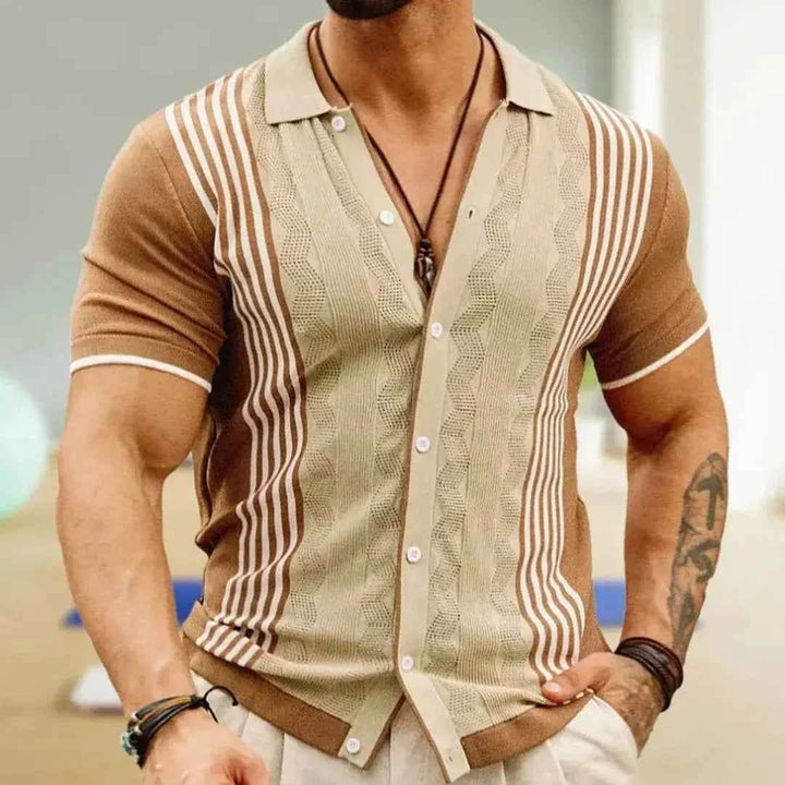 Men's Casual Urban Striped Shirt Chestnut Brown