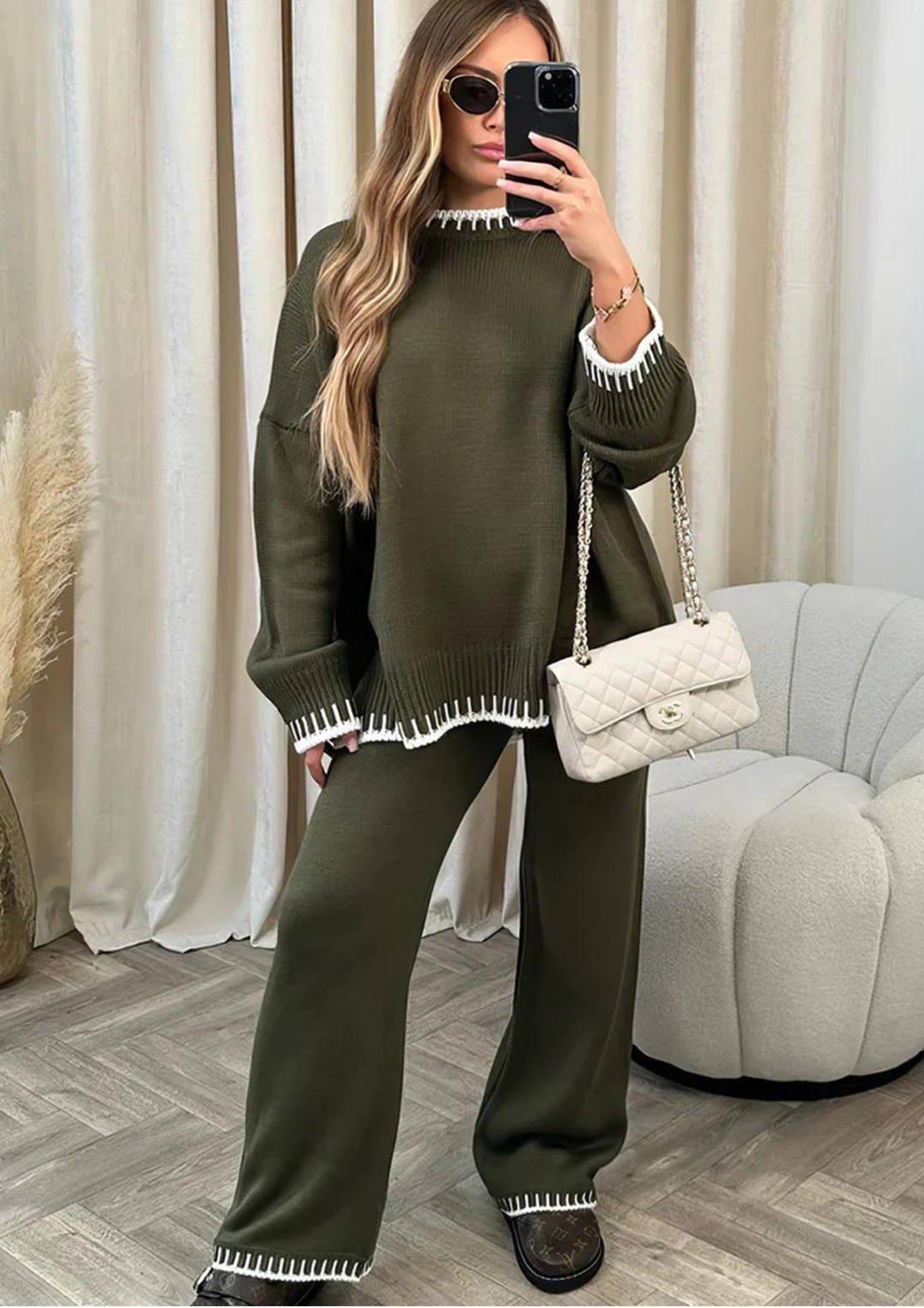 Women's Stylish Two-Piece Warm Set Green