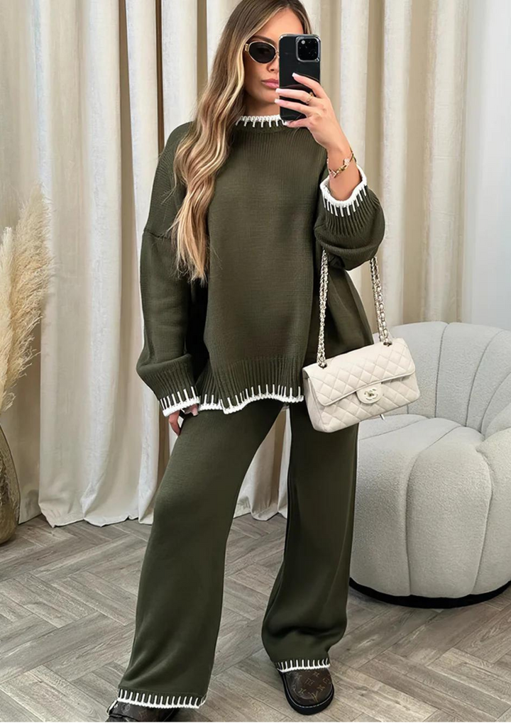 Women's Stylish Two-Piece Warm Set Green