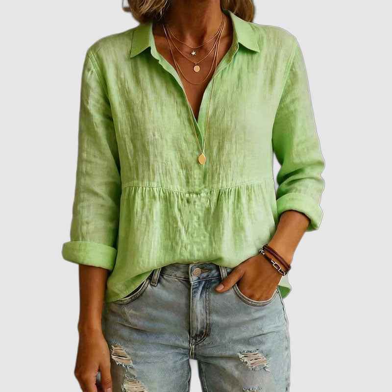 Women's Relaxed Fit Cotton V-Neck Top